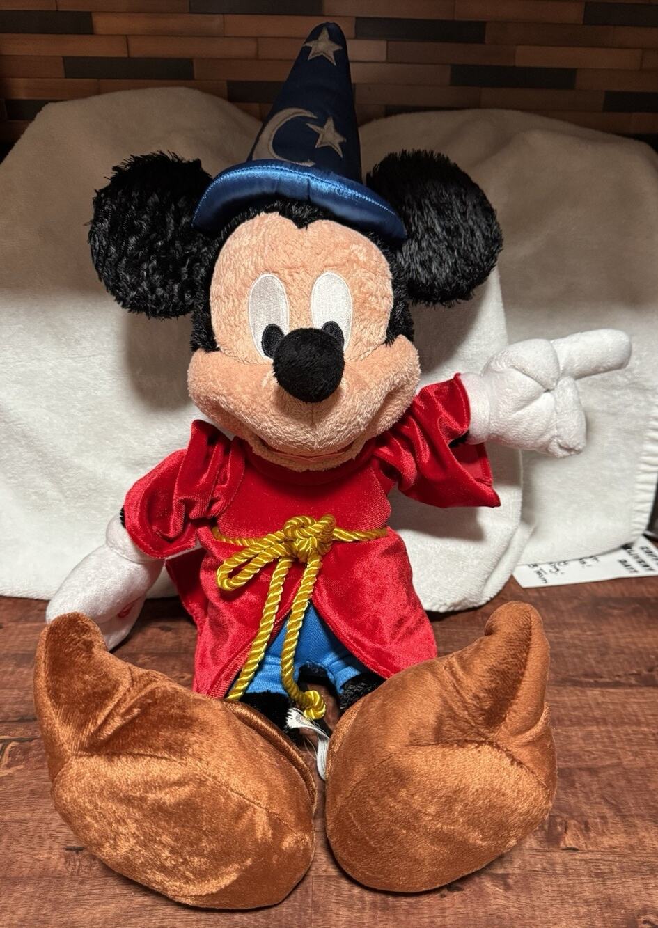 Disney Parks Fantasia Sorcerer Wizard Mickey Mouse Plush Toy 22”